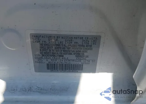 2019 Nissan Versa 1.6 Sv из США, поврежденный, VIN 3N1CN7AP0KL818856